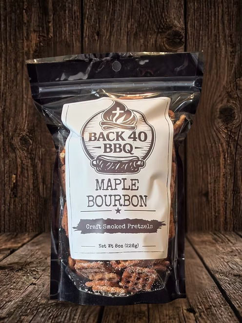 Maple Bourbon smoked pretzels bag